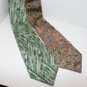 Lot of 2 Jim Thompson Silk Ties Abstract‎ Print 3.5” Wide Vintage Style